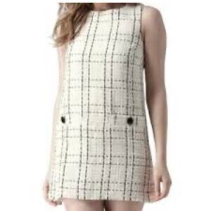 SHE LIMITED Tweed Cream Patterned  Sleeveless Textured Dress Size M NWOT